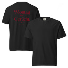 T-Shirt „Montag is a Gerücht.“ – Farbe Black, Vorder- und Rückansicht