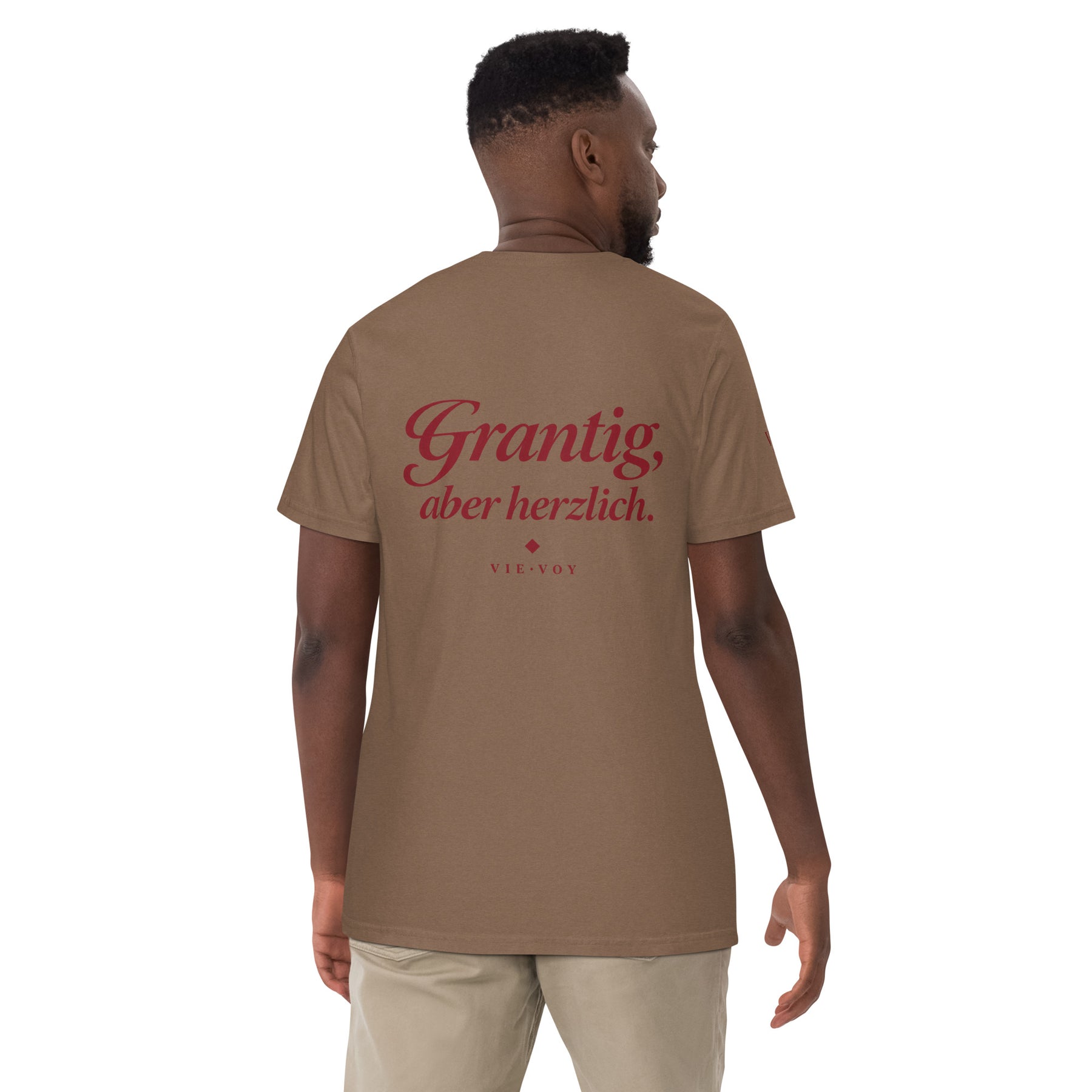T-Shirt „Grantig, aber herzlich.“ – Farbe White, Rückansicht