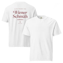T-Shirt „Kann Spuren von Wiener Schmäh enthalten“ – Farbe White, Vorder- und Rückansicht