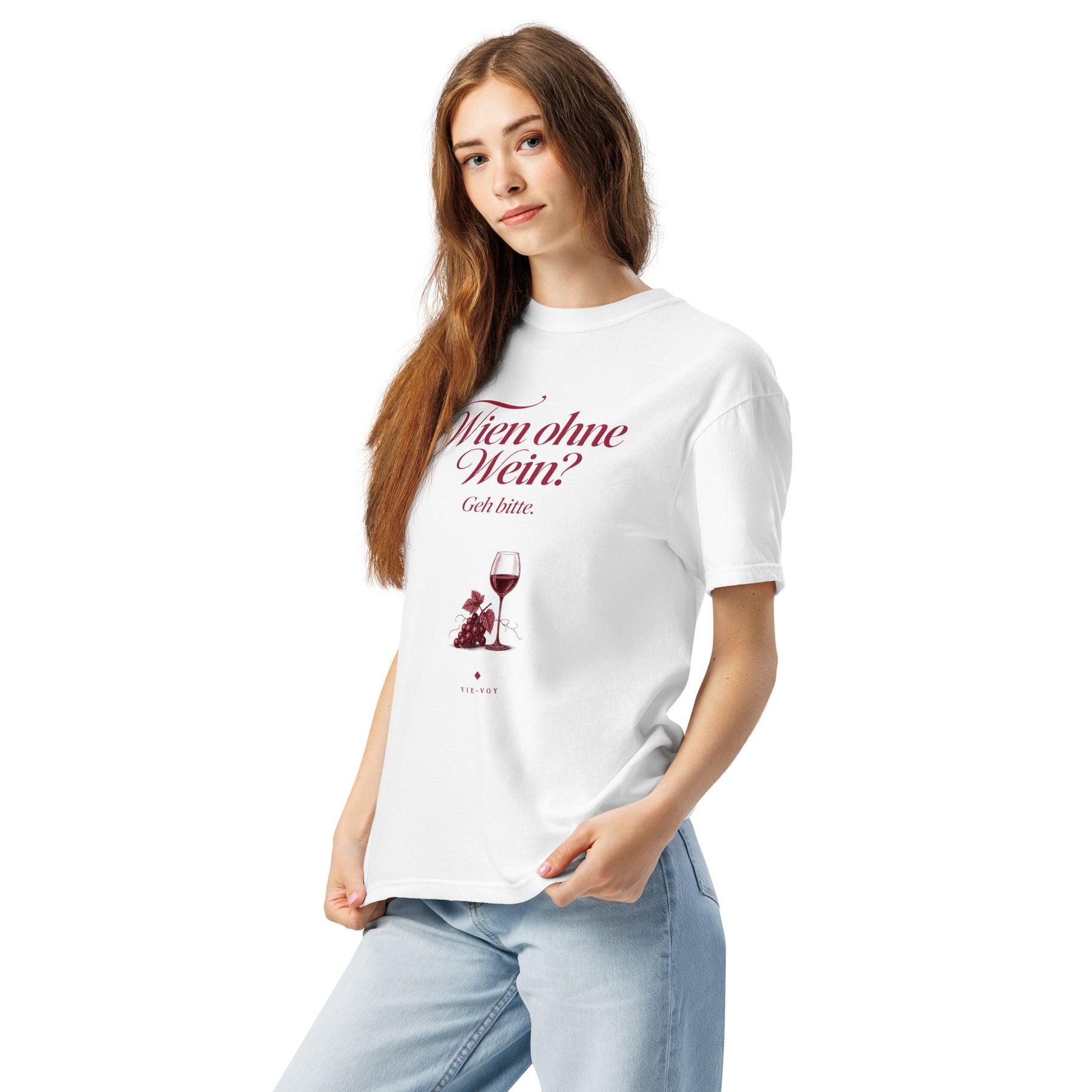 T-Shirt „Wien ohne Wein? Geh bitte.“ – Farbe Espresso, Rückansicht