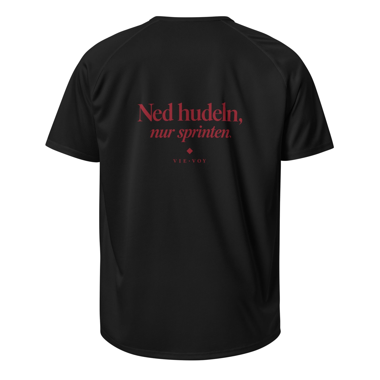 T-Shirt „Ned hudeln, nur sprinten.“ Run Club Edition – Farbe Black, Vorderansicht