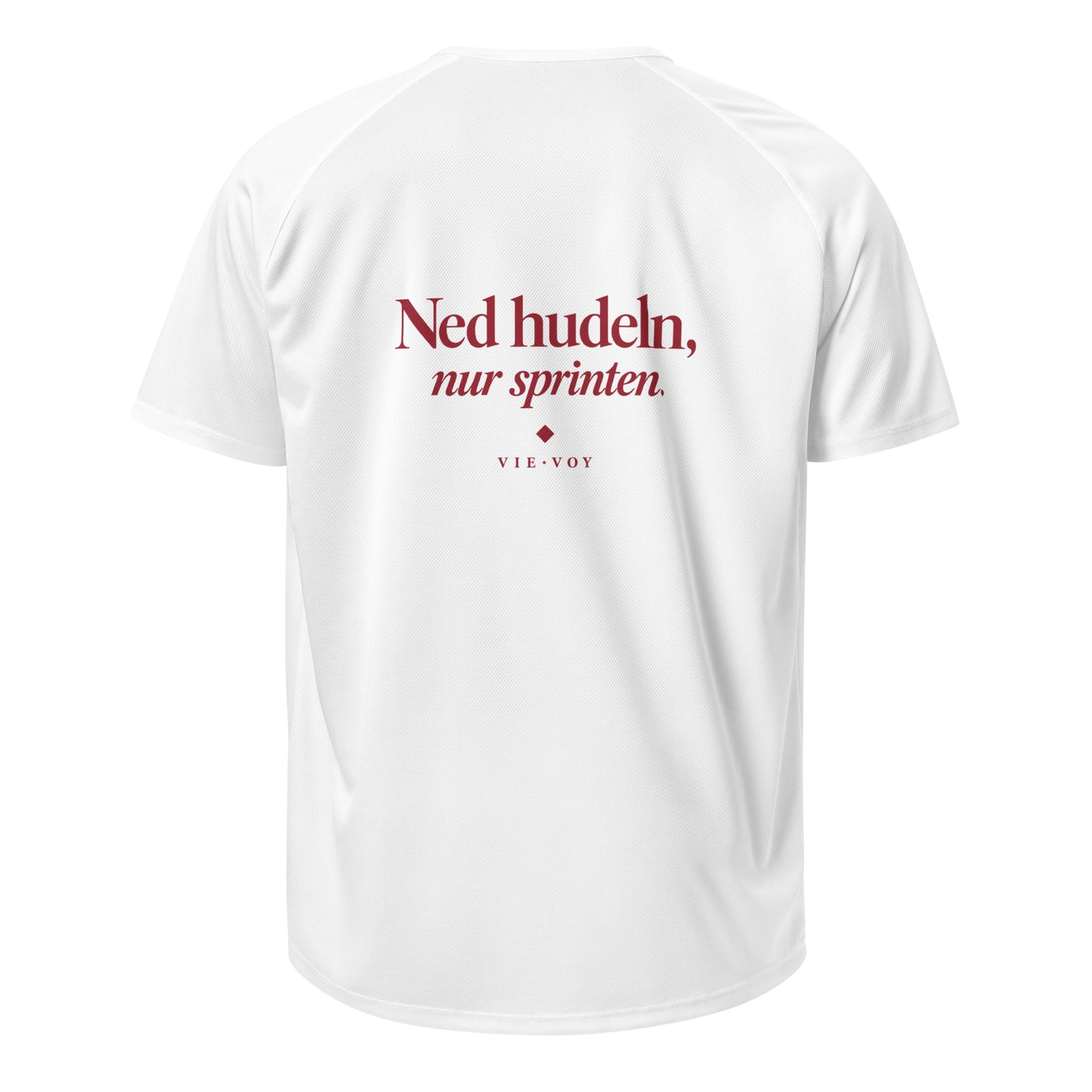 T-Shirt „Ned hudeln, nur sprinten.“ Run Club Edition – Farbe Black, Rückansicht