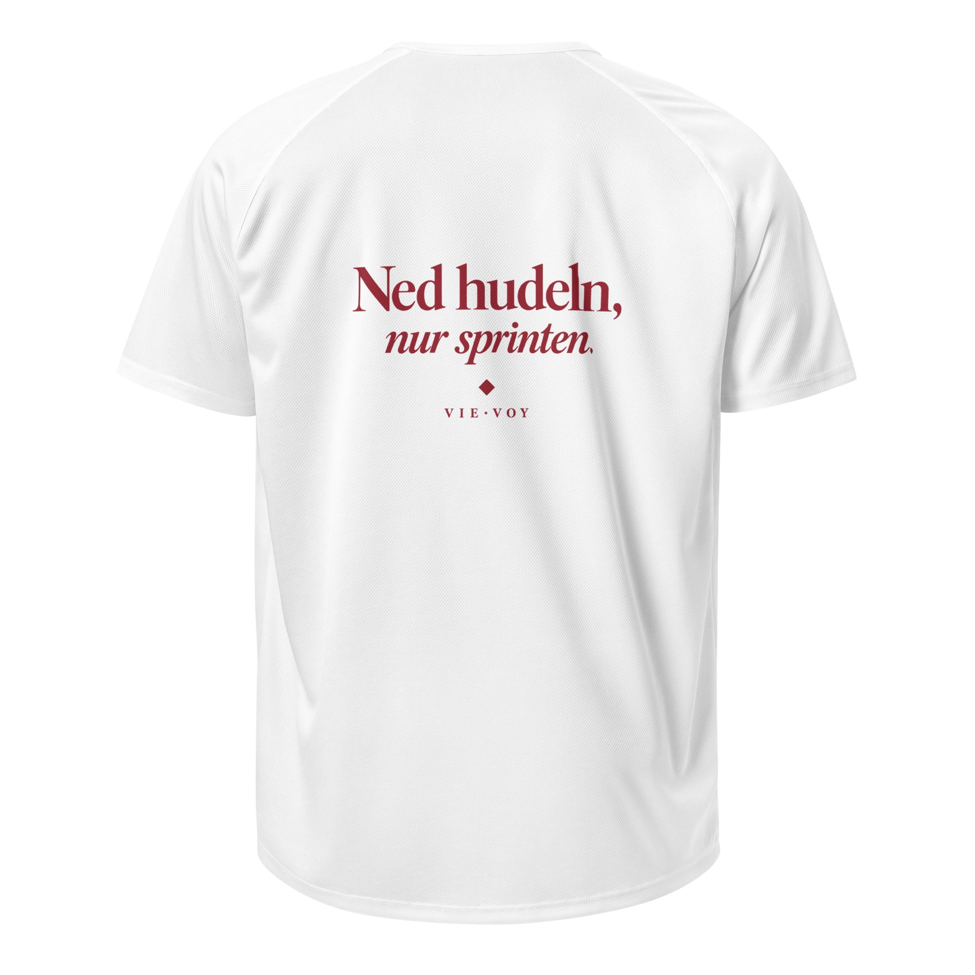 T-Shirt „Ned hudeln, nur sprinten.“ Run Club Edition – Farbe Black, Rückansicht