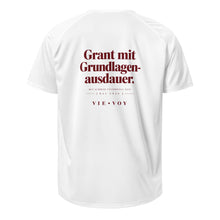 T-Shirt „Grant mit Grundlagenausdauer.“ – Farbe Weiß, Rückansicht